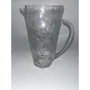 Gorgeous MCM Vintage Textured Glass Pitcher with Floating Handle